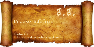 Brczko Bónis névjegykártya